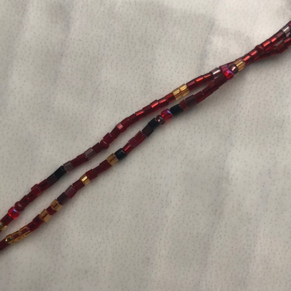 3 Ball Dangle Fire Hand Beaded Necklace - Picture 5 of 6